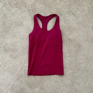 Burgundy athletic racerback tank top